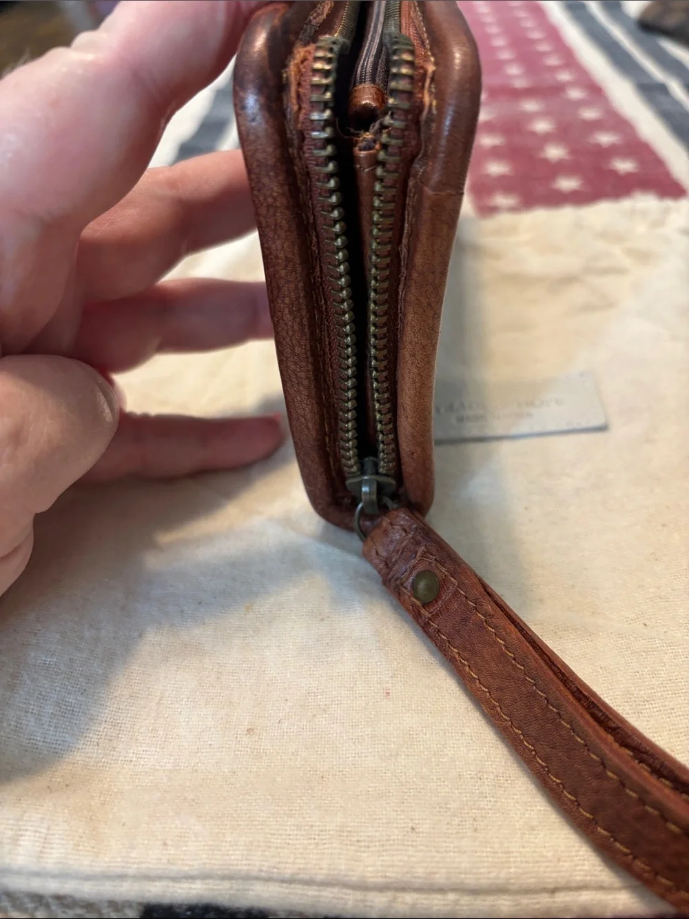 Trades of Hope Woven Leather Wristlet Wallet in Brown